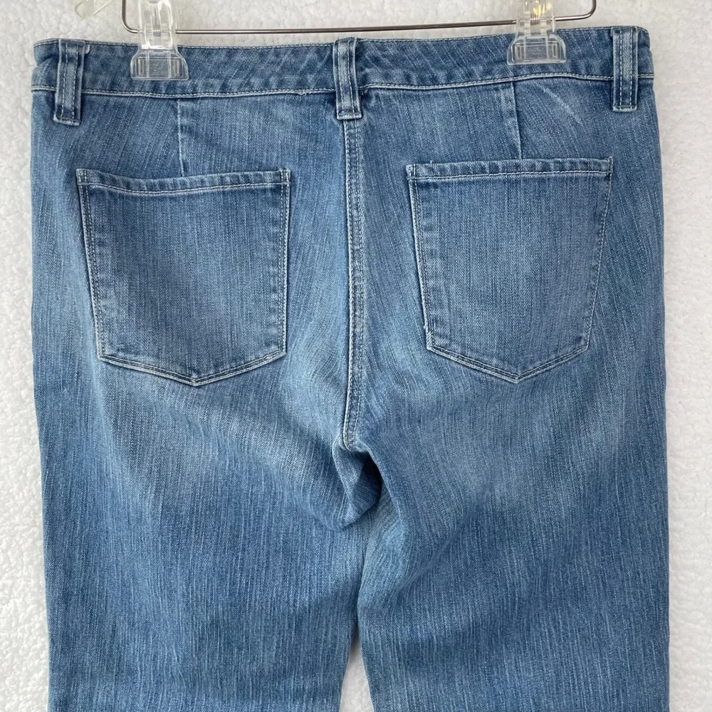 New York & Company Women Blue Pintuck Seam Flare Leg Jeans Size 10 Medium Wash - Picture 5 of 11
